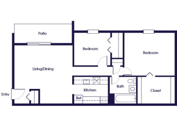 Floor Plan  Two bedroom one bathroom floor plan at Wicklow square