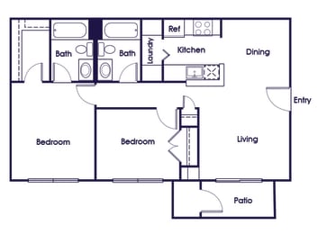Floor Plan  Two bedroom two bathroom floor plan image at Riverwoods in Woodbridge VA