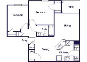 Floor Plan  Two bedroom one bathroom floor plan image at Weston Circle