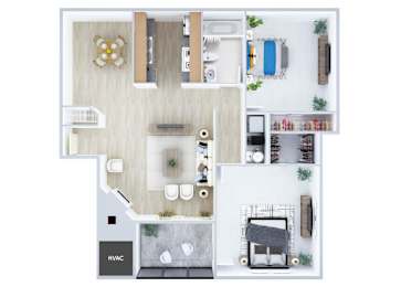 Floor Plan  Two bedroom floor plan at Rock Peak on Sunset Apartments in Longmont CO
