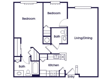 Floor Plan  Two bedroom two bathroom floor plan image at Woods at Victoria Park Apartments