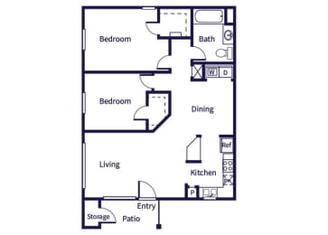 Floor Plan  Two bedroom floor plan image at Almeda Park Apartments in Houston TX