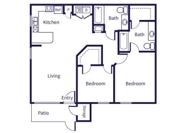 Floor Plan  two bedroom floor plan at fountains at tidwell
