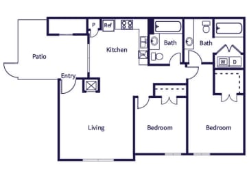 Floor Plan  Two bedroom floor plan image at Fallbrook Ranch in Houston TX