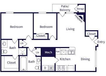 Floor Plan  Two bedroom floor plan image at Parkfield Apartment Homes in Denver CO