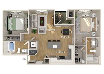 Floor Plan  Two bedroom floor plan at Olivean Apartments in Broomfield CO