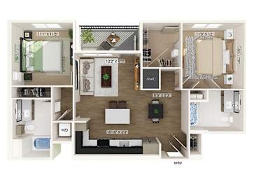 Floor Plan  Two bedroom floor plan image at West Village Poway Apartments in Poway CA