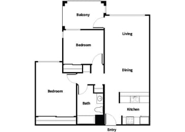 Floor Plan  B1 One Bedroom floor plan at Harvard Yard and Glenmary in Los Angeles, CA