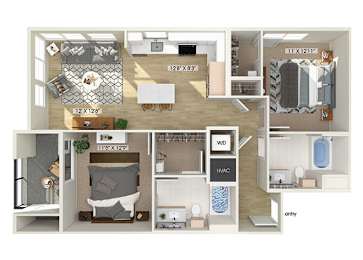 Floor Plan  Two bedroom floor plan at The Braydon in Napa CA