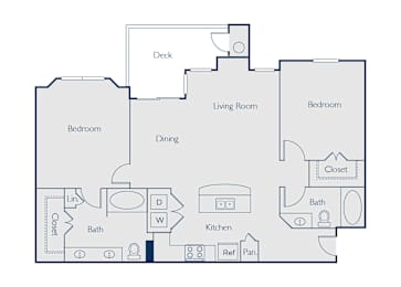 Floor Plan  Two bedroom floorplan image at Callista Hill Country Apartments in Austin TX
