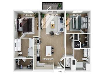Floor Plan  Two bedroom floor plan at Hawkley Apartments in Milford MA