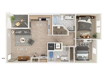 Floor Plan  Two bedroom floor plan at The Braydon Apartments in Napa CA