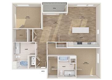 Floor Plan  Two bedroom floor plan image at Altitude Apartments