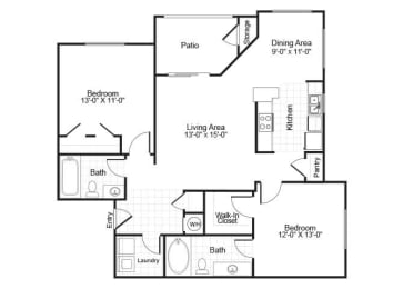 Floor Plan  two bedroom two bathroom floor plan image