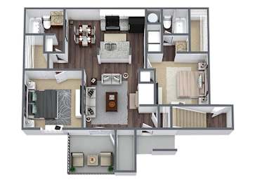 Floor Plan  Two bedroom floor plan image at Priest Lake in Nashville TN