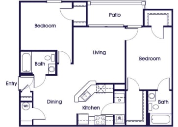 Floor Plan  Two bedroom two bathroom floor plan image at Weston Circle