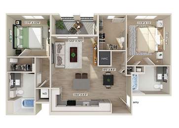 Floor Plan  Two bedroom floor plan image at West Village Poway Apartments in Poway CA