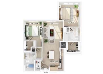 Floor Plan  Two bedroom floor plan at 333 Ellington in Gaithersburg MD