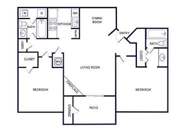 Floor Plan  Two bedroom floor plan at Landmark at Wynton Pointe Apartment Homes in Nashville TN