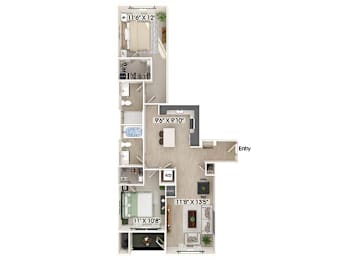 Floor Plan  Two bedroom floor plan at Olivean Apartments in Broomfield CO