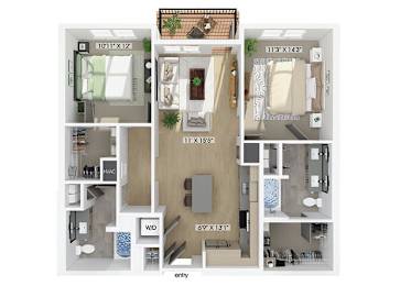 Floor Plan  Two bedroom floor plan at Jayden Apartments in Peabody MA