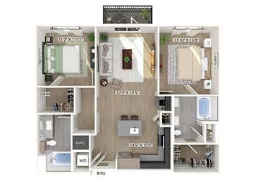 Floor Plan  Two bedroom floor plan at Station 316 in Woburn MA