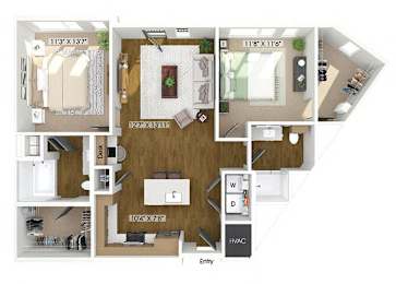 Floor Plan  Two bedroom floor plan at The Edley in Atlanta GA