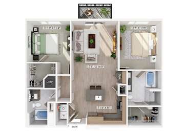 Floor Plan  B2 floor plan at The Sevens in Dallas TX