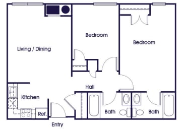 Floor Plan  Two bedroom Floorplan Image at Guardian Place Apartments in Richmond VA