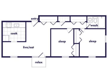 Floor Plan  Two Bedroom floor plan at Villages at Marley Station in Glen Burnie MD
