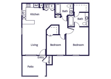 Floor Plan  Two bedroom floor plan image at Almeda Park Apartments in Houston TX
