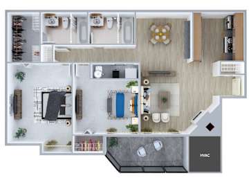Floor Plan  Two bedroom floor plan at Rock Peak on Sunset Apartments in Longmont CO