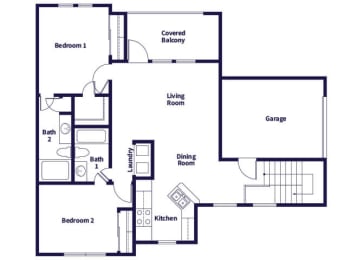 Floor Plan  Two bedroom floor plan at Hollow Creek in Conroe TX