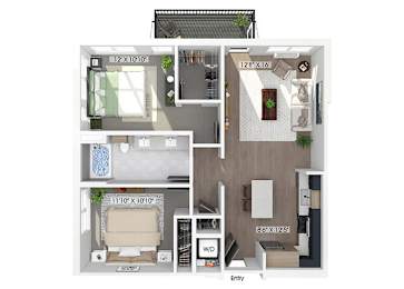 Floor Plan  Two bedroom floor plan at The Brynn in Kirkland WA