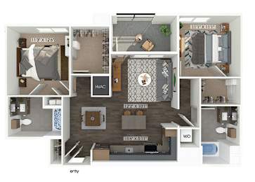 Floor Plan  Two bedroom floor plan at The Braydon Apartments in Napa CA