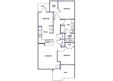 Floor Plan  Two bedroom floor plan at Grand Oaks Apartments in Chester VA