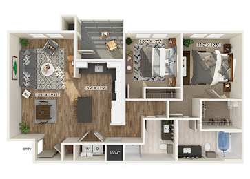 Floor Plan  Two bedroom floor plan at The Braydon Apartments in Napa CA