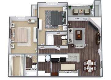 Floor Plan  Two bedroom floor plan image at Priest Lake in Nashville TN