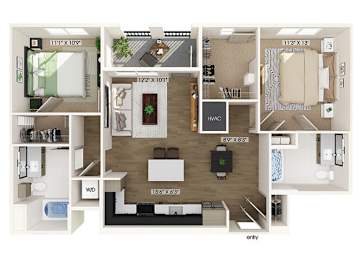 Floor Plan  Two bedroom floor plan image at West Village Poway Apartments in Poway CA