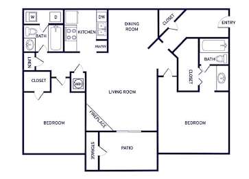 Floor Plan  Two bedroom floor plan at Landmark at Wynton Pointe Apartment Homes in Nashville TN