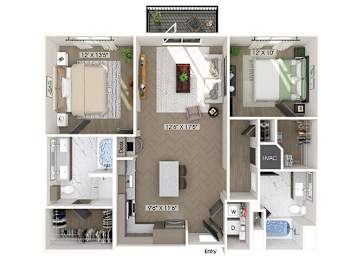 Floor Plan  Two bedroom floor plan at Station 316 in Woburn MA