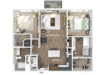 Floor Plan  Two bedroom floor plan at The Edley in Atlanta GA