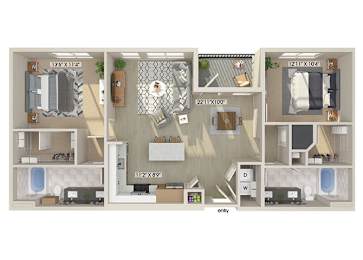 Floor Plan  Two bedroom floor plan image at East Bend Apartments in Houston TX