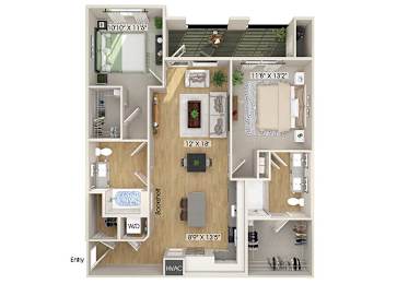Floor Plan  Two bedroom floor plan at Olivean Apartments in Broomfield CO