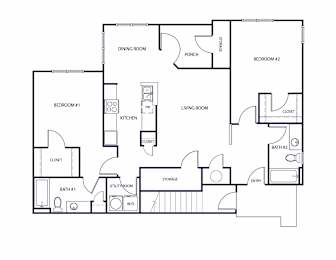 Floor Plan  Two bedroom floor plan image at Grand Oaks Apartments in Chester VA