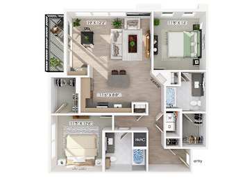 Floor Plan  B3 floor plan at The Sevens in Dallas TX