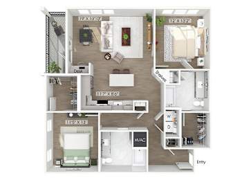 Floor Plan  Two bedroom floor plan at The Penstone Apartments and Townhomes in South Walpole MA