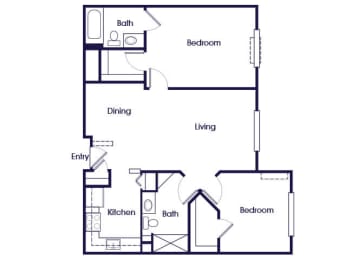 Floor Plan  Two bedroom two bathroom floor plan image at Woods at Victoria Park Apartments