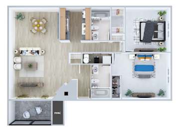 Floor Plan  Two bedroom floor plan at Rock Peak on Sunset Apartments in Longmont CO