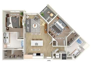 Floor Plan  Two bedroom floor plan at The Braydon Apartments in Napa CA